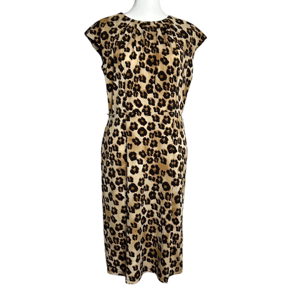 Charter Club Brown Tan River Kwai Cap Sleeves Animal Print Dress NWT (8)